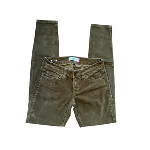 Cabi Skinny Pants Brown Olive Velvet Velour Size 2